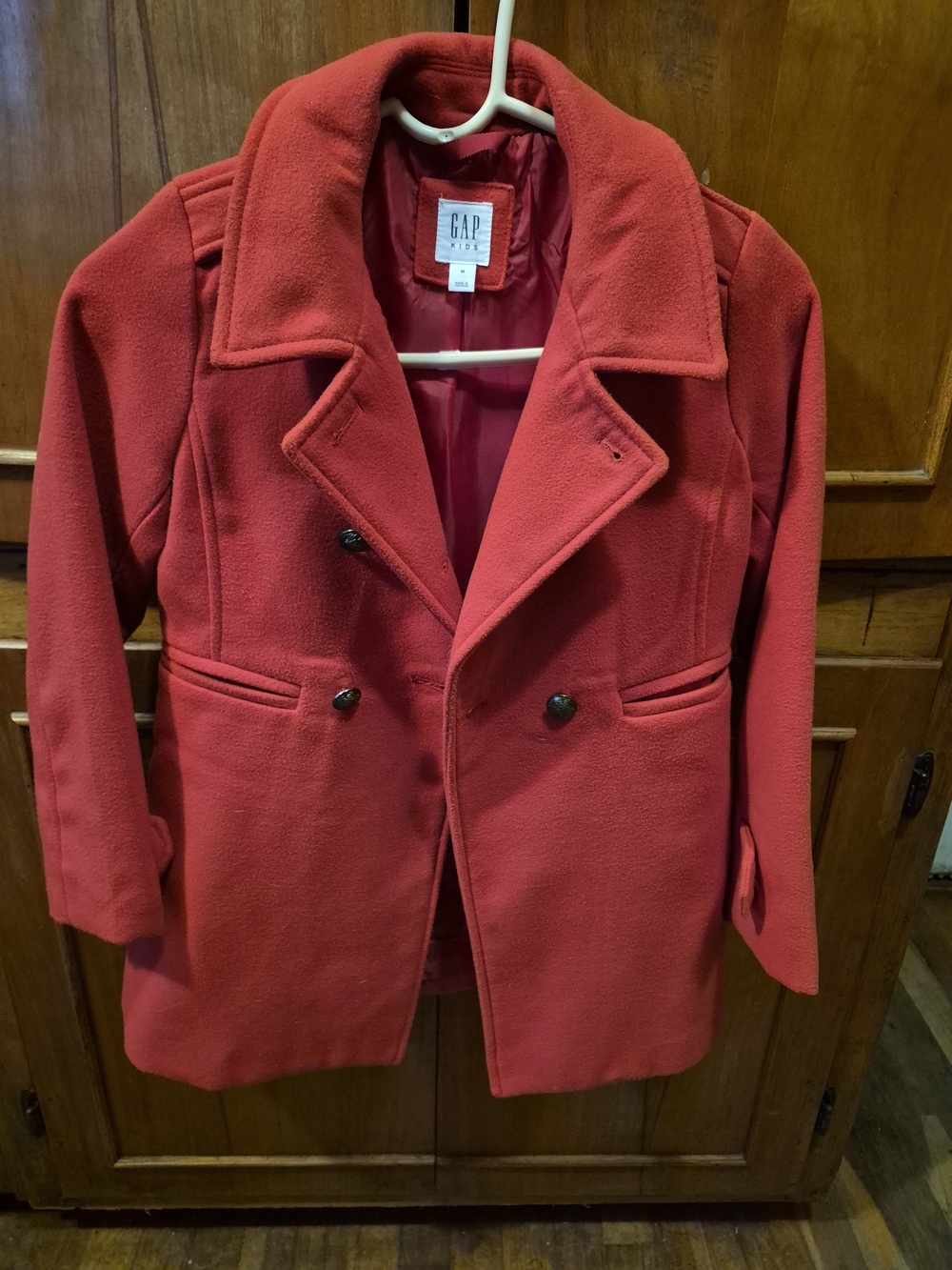 GAP Girls' Vibrant Red Double-Breasted Pea Coat